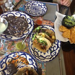 Mi Mexico - Tacos Al Pastor, re-fried beans, and excellent guacamole!