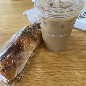 Tous Les Jours - Hazelnut bread, Brown sugar oat latte with extra shot (both amazing) - Bakeries Near Me - Cerritos, California Tous Les Jours - Hazelnut bread, Brown sugar oat latte with extra shot (both amazing) - Bakeries Near Me - Cerritos, California