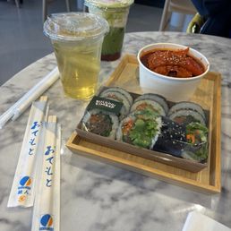 Bulgogi Kimbap Tteokbokki Strawberry matcha Iced green tea Bulgogi Kimbap Tteokbokki Strawberry matcha Iced green tea