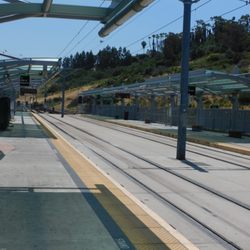 Grantville Trolley Station - When the trains are on approach you don't try to stop them is stand behind the yellow line.