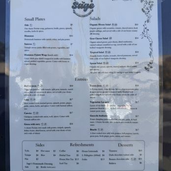 Sage Restaurant - Menu - Vegetarian Near Me - Durham, North Carolina
