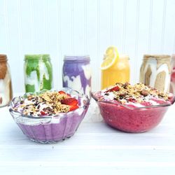 Tomgirl Kitchen - Our Stowe location offers a beautiful selection of colorful smoothies! Visit our Burlington Location for smoothie bowls!