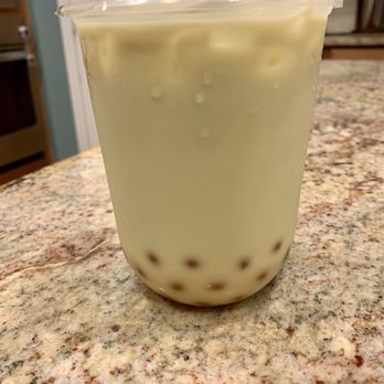 Sweet Escape - Milk tea (black tea; honeydew) with Popping Boba (mango). - Bubble Tea Near Me - Humble, Texas