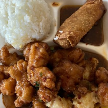 Sun Asian Kitchen - Orange Chicken ( Mild) Lunch Special with Vegetable Egg Roll, 12.17.2021. - Chinese Near Me - Phoenix, Arizona