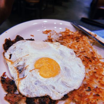 Chompie's - Corned beef hash with eggs. Hard as a rock and eggs over cooked - Delis Near Me - Glendale, Arizona Chompie's - Corned beef hash with eggs. Hard as a rock and eggs over cooked - Delis Near Me - Glendale, Arizona