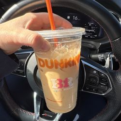 Dunkin' - Medium iced coffee cream and caramel.