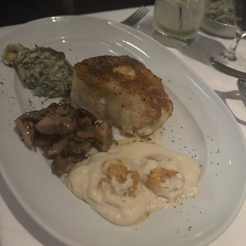 Ocean 48 - Chilean Sea Bass* **Sautéed Wild Mushrooms**Creamed Spinach Artichoke and Boursin Cheese Whipped Potatoes* with Crispy Shrimp - Seafood Near Me - Newport Beach, California Ocean 48 - Chilean Sea Bass* **Sautéed Wild Mushrooms**Creamed Spinach Artichoke and Boursin Cheese Whipped Potatoes* with Crispy Shrimp - Seafood Near Me - Newport Beach, California
