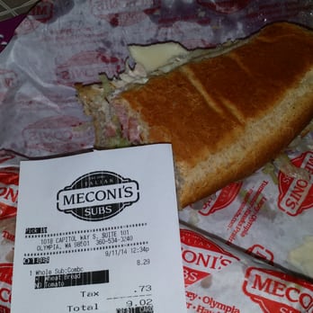 Meconi's Italian Subs - Disappointed. For a $9 sandwich, I get a couple broken pieces of ham/turkey for my combo sandwich. - Italian Near Me - Olympia, Washington Meconi's Italian Subs - Disappointed. For a $9 sandwich, I get a couple broken pieces of ham/turkey for my combo sandwich. - Italian Near Me - Olympia, Washington