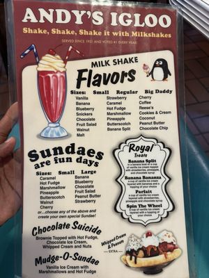 Menu photo 8 Andy's Igloo Winter Haven, FL