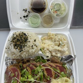 Bachan's Take Out - Furikake Ahi Tuna w/ Mac Salad, Ginger, Pickled Vegetables and Ponzu, Wasabi Aioli, and Horseradish Sauce - Japanese Near Me - Monterey Park, California Bachan's Take Out - Furikake Ahi Tuna w/ Mac Salad, Ginger, Pickled Vegetables and Ponzu, Wasabi Aioli, and Horseradish Sauce - Japanese Near Me - Monterey Park, California
