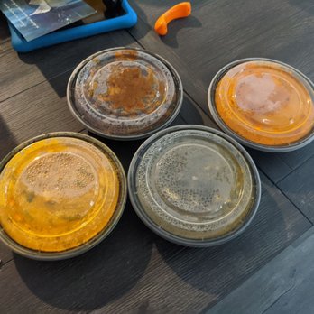 Clay Oven - Left: Navratan Korma Rear: Kadai Goat  Front: Palak Paneer Right: Butter Chicken Everything was absolutely delicious - Indian Near Me - Reno, Nevada
