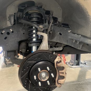 Hicken Motorsports - New Bilstein leveling kit, performance brakes with drilled and slotted rotors. Looks amazing. - Auto Customization Near Me - Corona, California Hicken Motorsports - New Bilstein leveling kit, performance brakes with drilled and slotted rotors. Looks amazing. - Auto Customization Near Me - Corona, California