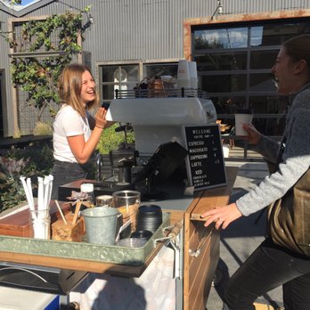 Welcome Coffee Cart - two women having a conversation - Coffee & Tea Near Me Welcome Coffee Cart - two women having a conversation - Coffee & Tea Near Me