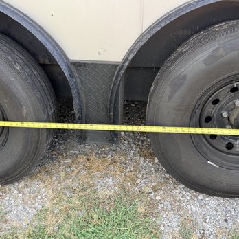WOW Cargo Trailers - Axles installed uneven from day one. Eating up tires. Bought expensive 16 ply and bearings keep going down and ruining tires - Trailer Dealers Near Me - Cochran, Georgia WOW Cargo Trailers - Axles installed uneven from day one. Eating up tires. Bought expensive 16 ply and bearings keep going down and ruining tires - Trailer Dealers Near Me - Cochran, Georgia