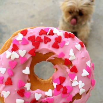 Dunkin' - Thought their Valentine's Day donuts were cute. Strawberry frosting with heart sprinkles. - Donuts Near Me - Santa Clarita, California