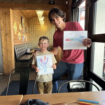 Monkless Belgian Ales - Darrel, our great waiter! Our grandson Henry (6) drew these two pictures and gave one to Darrel, who laminated both!! - Belgian Near Me - Bend, Oregon Monkless Belgian Ales - Darrel, our great waiter! Our grandson Henry (6) drew these two pictures and gave one to Darrel, who laminated both!! - Belgian Near Me - Bend, Oregon