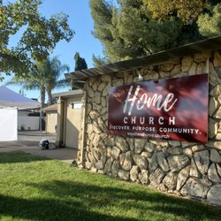 Home Church - Tents and tables are set up for curbside distribution