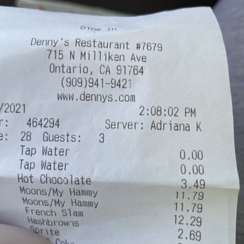 Denny's - Thank you - Diners Near Me - Ontario, California