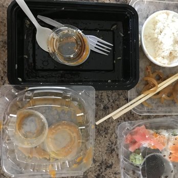 Sushi Thai Cary - This is the amount of plastic from one lunch entree (with salad) and one order of California rolls. It was good, but ... too much plastic. - Sushi Bars Near Me - Cary, North Carolina