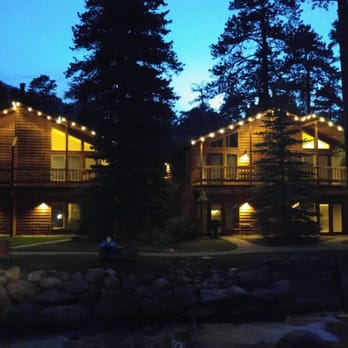 Woodlands On Fall River - At night! Christmas lights! One unit on top, one unit on bottom in each! - Hotels Near Me - Estes Park, Colorado Woodlands On Fall River - At night! Christmas lights! One unit on top, one unit on bottom in each! - Hotels Near Me - Estes Park, Colorado