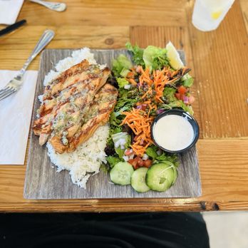 Blue Water - Stealhead trout with with rice and salad - Seafood Near Me - San Diego, California