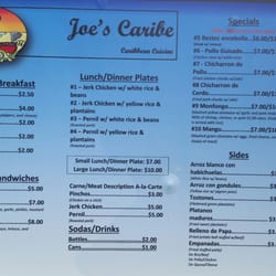 Joe's Caribe - Menu