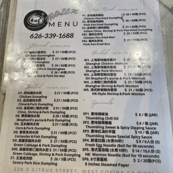 Thumbling - Menu at the register - Shanghainese Near Me - West Covina, California Thumbling - Menu at the register - Shanghainese Near Me - West Covina, California