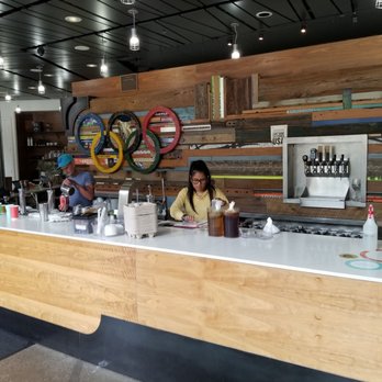 Coffeebar - Olympic Valley - Coffee prep.area. It took awhile but staff were hustling to get orders out. - Coffee & Tea Near Me - Olympic Valley, California