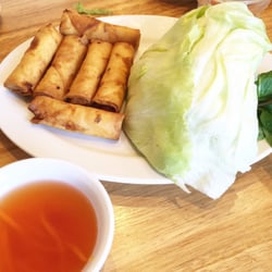 Song Huong Restaurant - Ch Giò Tôm (Prawn Spring Rolls), lettuce + fish dipping sauce.