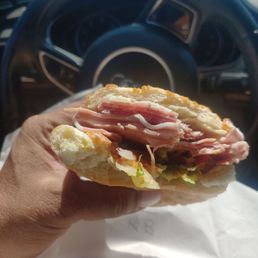 #8 on a dutch crunch roll. Salami, mortadella and provolone cheese. So fresh! #8 on a dutch crunch roll. Salami, mortadella and provolone cheese. So fresh!
