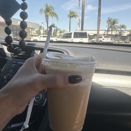 Iced Americano with banana pudding cold foam Iced Americano with banana pudding cold foam