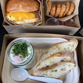 Eggslut - From top left going clockwise: Fairfax, truffle hashbrowns, slut. - Breakfast & Brunch Near Me - Los Angeles, California Eggslut - From top left going clockwise: Fairfax, truffle hashbrowns, slut. - Breakfast & Brunch Near Me - Los Angeles, California