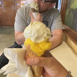 Orange tangerine and Vanilla bean waffle cone