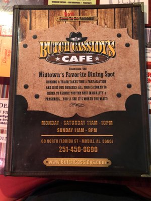 Menu photo 6 Butch Cassidy's Cafe Mobile, AL