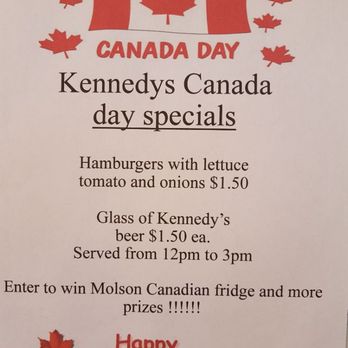 Kennedy's  Pub - WEAR YOUR RED AND WHITE, COME CELEBRATE WITH US, MEAT DRAW 2:30-5 PM , LIVE MUSIC ALL SATURDAY NIGHT - Sports Bars Near Me - Delta, British Columbia
