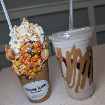 Strong Island Ice Cream - Peanut Butter Blowout Bubble Waffle Sundae Peanut Butter & Jelly Milkshake - Desserts Near Me - Nesconset, New York Strong Island Ice Cream - Peanut Butter Blowout Bubble Waffle Sundae Peanut Butter & Jelly Milkshake - Desserts Near Me - Nesconset, New York