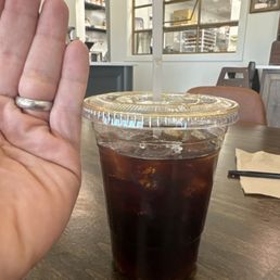 Hand for size comparison, 5 dollar coffee. Hand for size comparison, 5 dollar coffee.