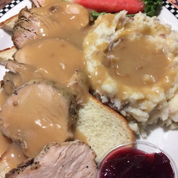 Black Bear Diner - Open Faced Roasted Turkey Sandwich with garlic mashed potatoes and cranberry sauce. - Diners Near Me - Colma, California
