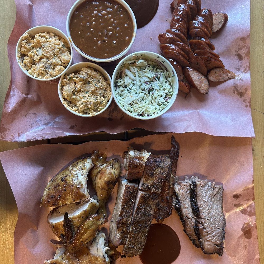 Beach Hill Smokehouse - Family pack, half chicken, ribs, brisket, sausage and sides- smoked beans, potatoes and coleslaw - Barbeque Near Me - Toronto, Ontario Beach Hill Smokehouse - Family pack, half chicken, ribs, brisket, sausage and sides- smoked beans, potatoes and coleslaw - Barbeque Near Me - Toronto, Ontario