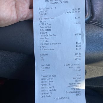 Lumberjacks Restaurant - $10 for a slice of pumpkin pie - American Near Me - Stockton, California