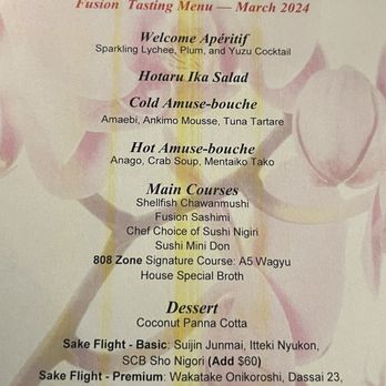 808 Zone - Menu for March - Asian Fusion Near Me - Foster City, California