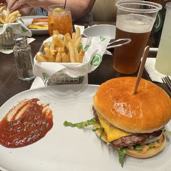 Wahlburgers - Burger, fries , ketchup (I always add lots of black pepper!) - Coffee & Tea Near Me - Cache, Oklahoma