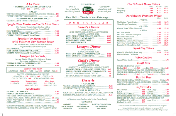 Menu photo 8 Vince's Spaghetti Ontario, CA
