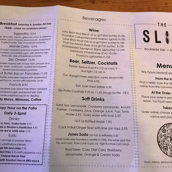 The Slip - Menu for breakfast and alcohol - Bars Near Me - Kirkland, Washington