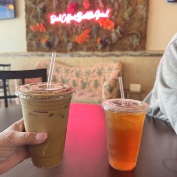 Beat The Daily Grind - House latte and strawberry tea - Breakfast & Brunch Near Me - Atlantic City, New Jersey Beat The Daily Grind - House latte and strawberry tea - Breakfast & Brunch Near Me - Atlantic City, New Jersey