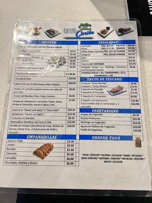 Menu photo 3 Cayo Caribe Dorado, PR