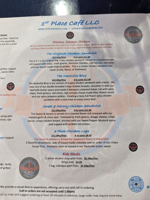 Menu photo 1 1st Place Cafe Nitro, WV