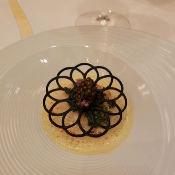 Joel Robuchon - La Saint-Jacques – Sea scallop a la plancha with kumquat, condiment, and caviar - French Near Me - Las Vegas, Nevada