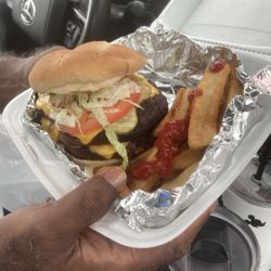 Capps Pizza - Double Burger hubby has to get every time!