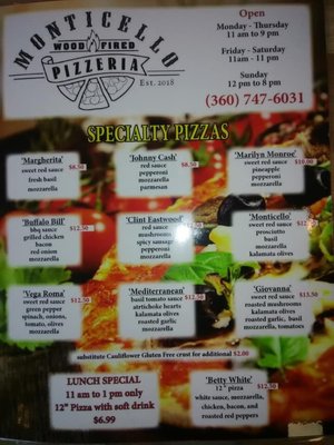 Menu photo 2 Monticello Wood Fired Pizzeria Longview, WA Menu photo 2 Monticello Wood Fired Pizzeria Longview, WA